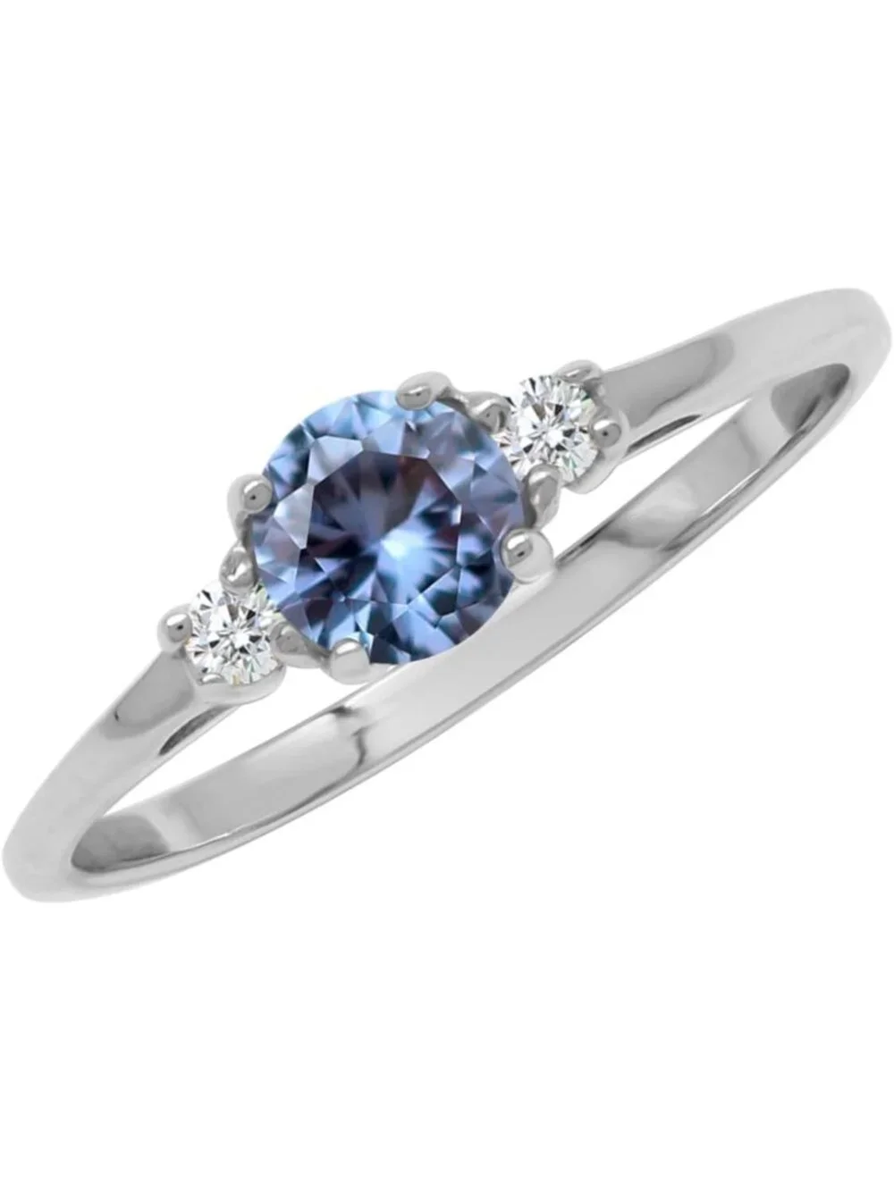 Petite Round Gemstone Birthstone Ring in White/Yellow Gold Plated 925 Silver